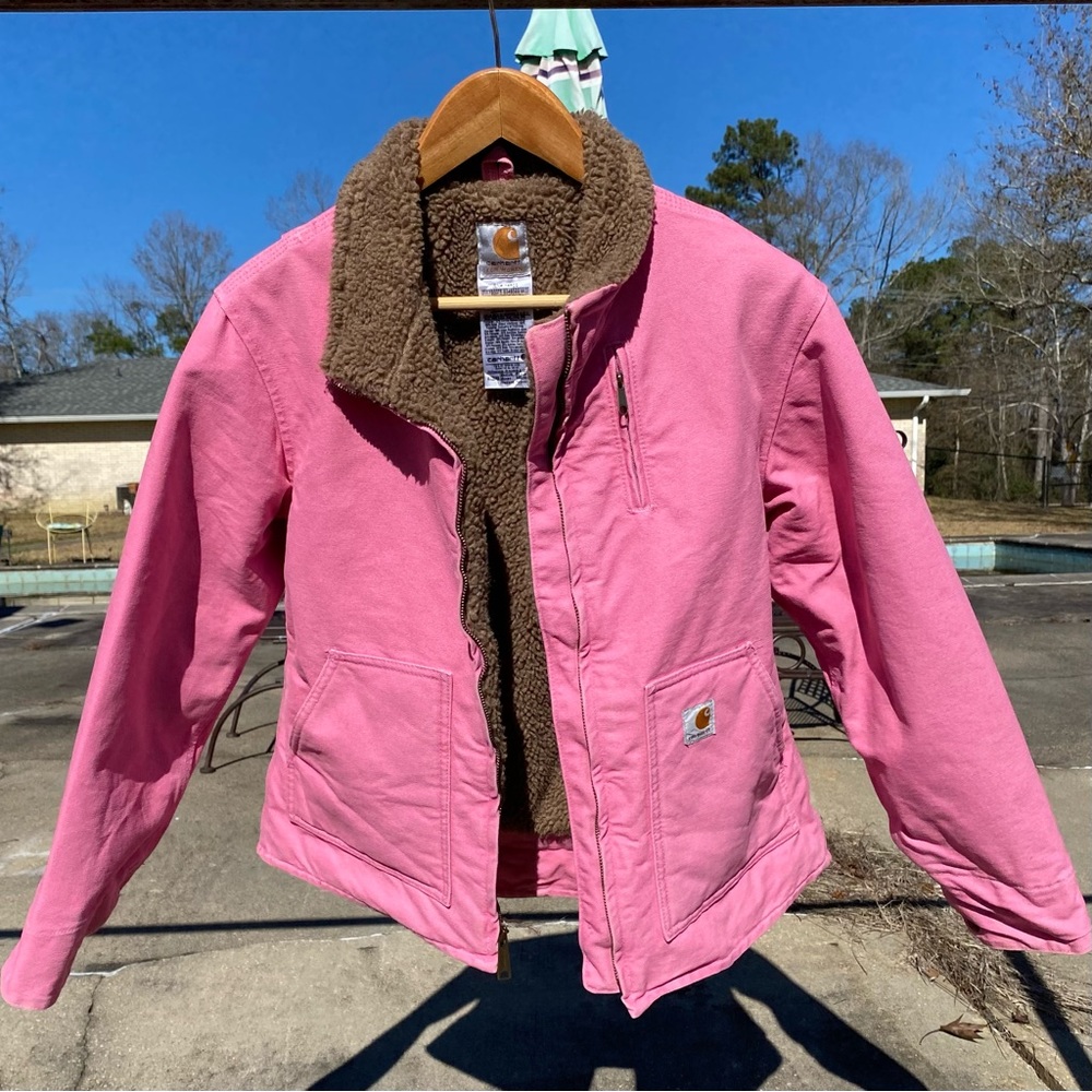 Carhartt Pink Washed Sherpa Jacket Sz Med